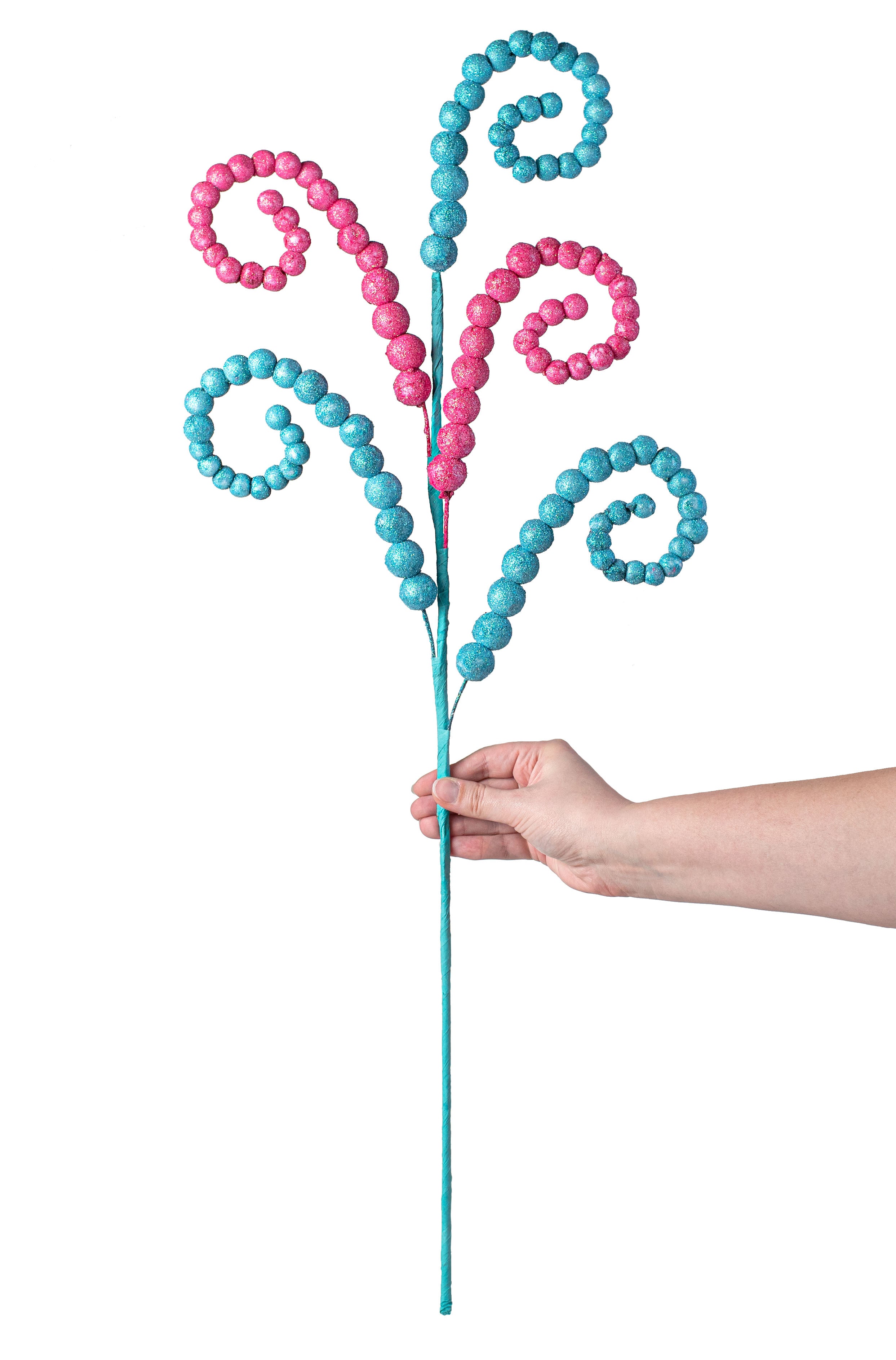 32" Curly Ball Spray: Pink & Blue detail photo 3