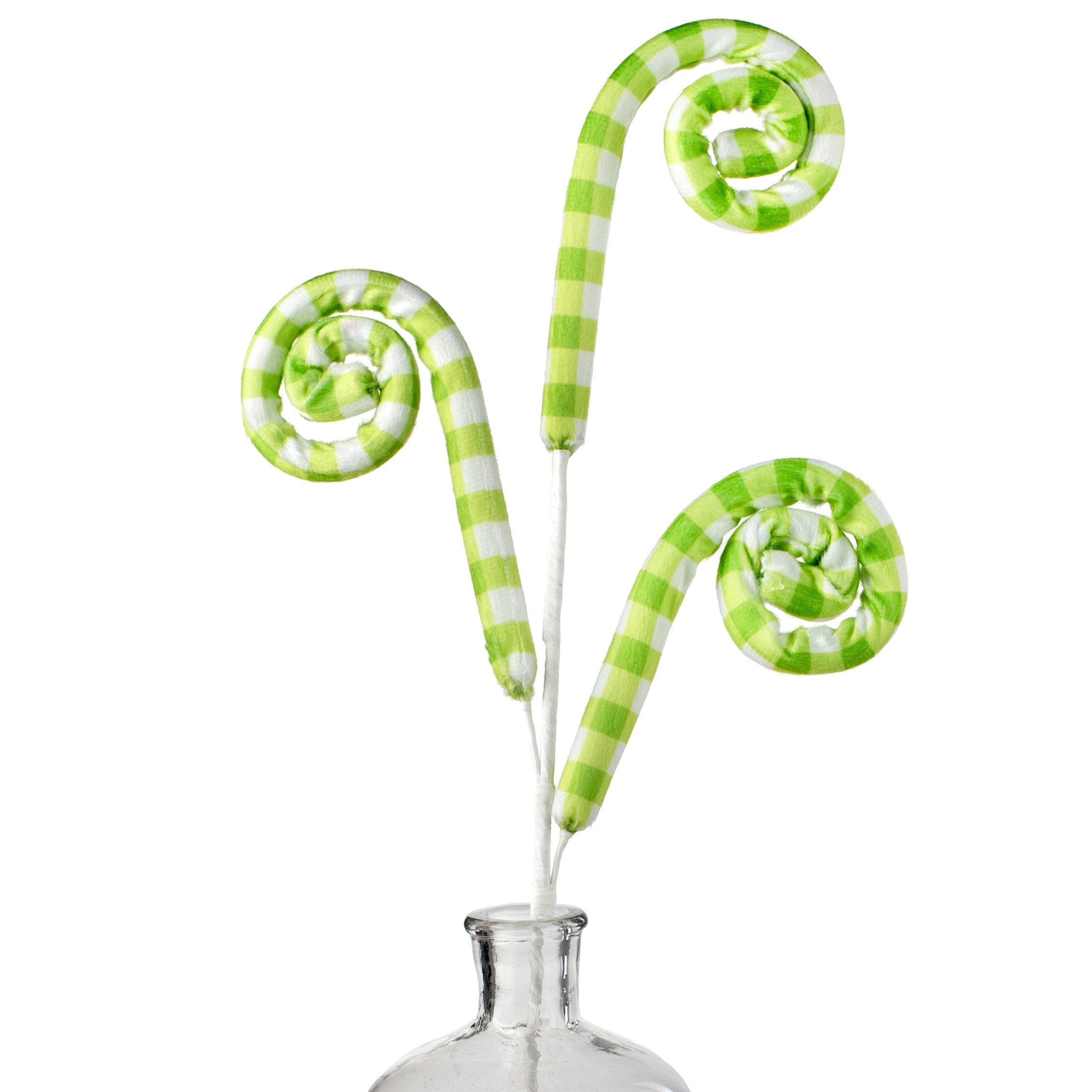28" Curly Fabric Spray: Gingham Check Green Item Number: 63424GN