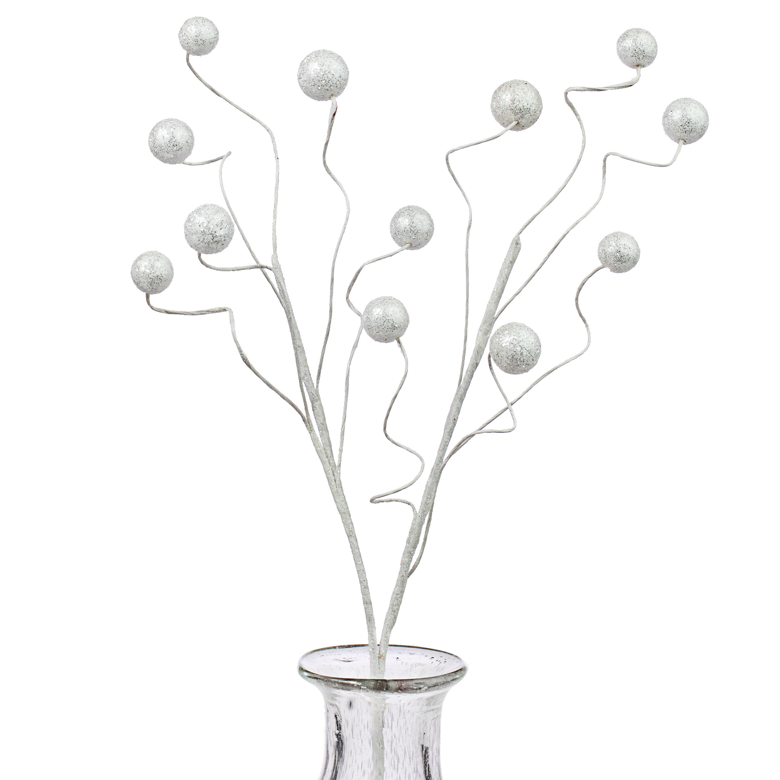 19" Curly Glitter Ball Spray: White & Silver Item Number: XS971927