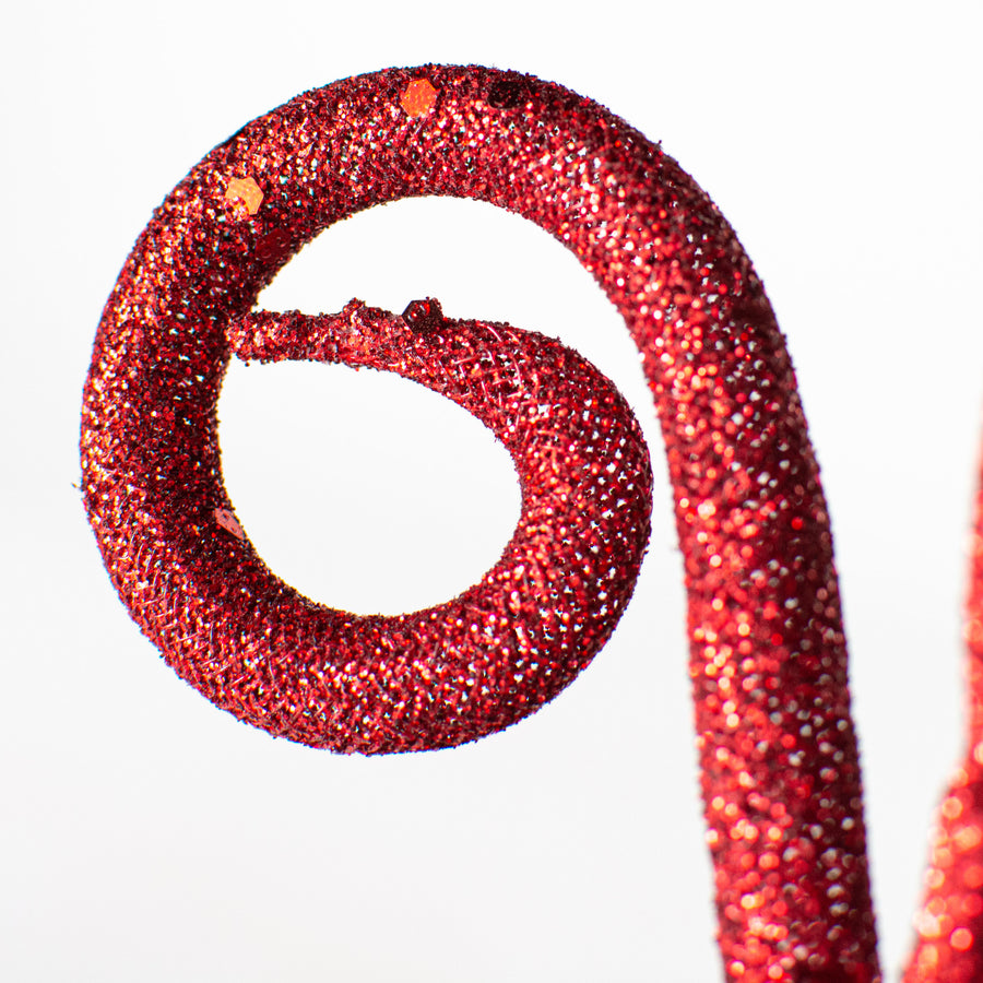 21" Curly Glitter Tubing Spray: Red Lifestyle Photo