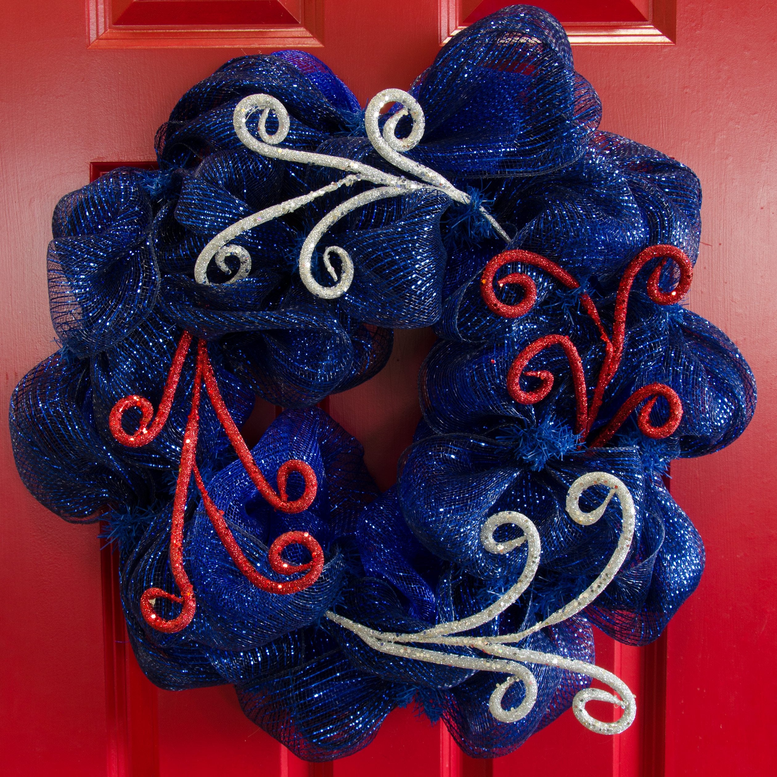 21" Curly Glitter Tubing Spray: Red detail photo 3