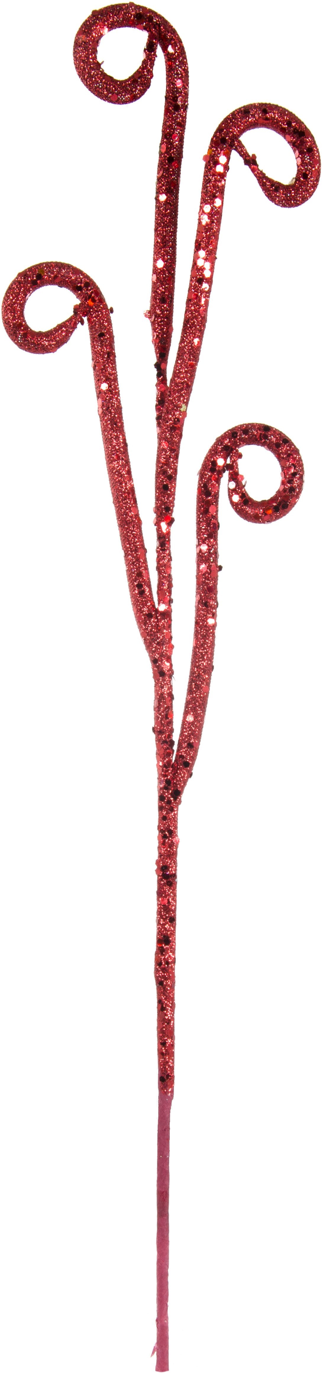 21" Curly Glitter Tubing Spray: Red detail photo 4