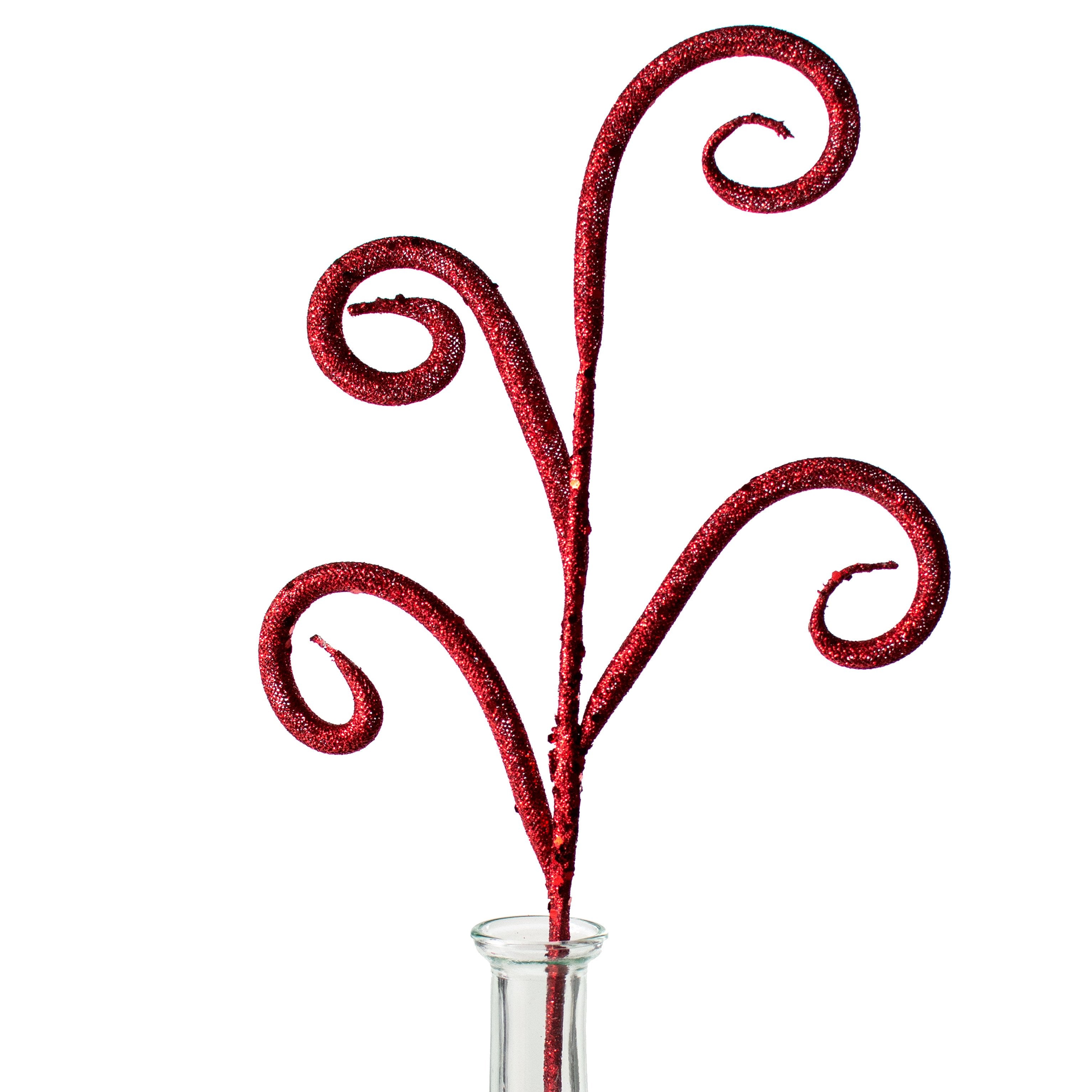 21" Curly Glitter Tubing Spray: Red detail photo 5