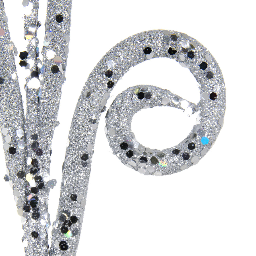 21" Curly Glitter Tubing Spray: Silver Lifestyle Photo