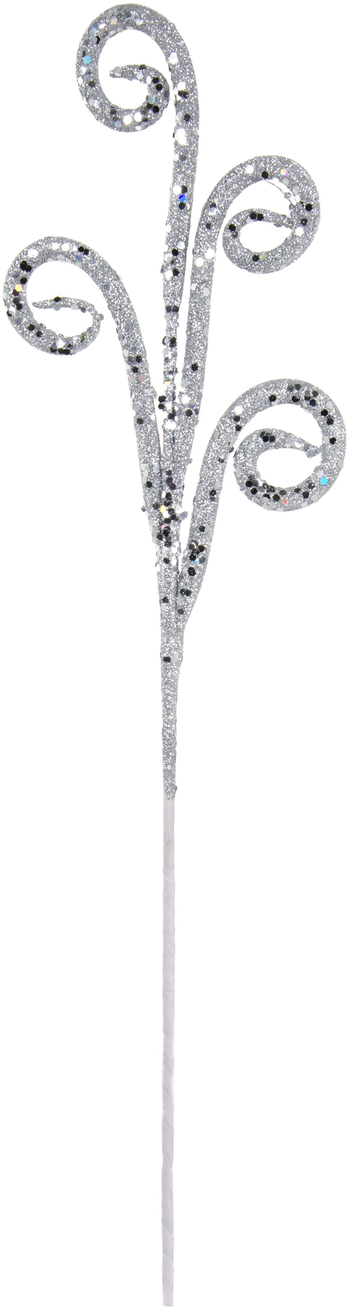 21" Curly Glitter Tubing Spray: Silver Item Number: XS604626