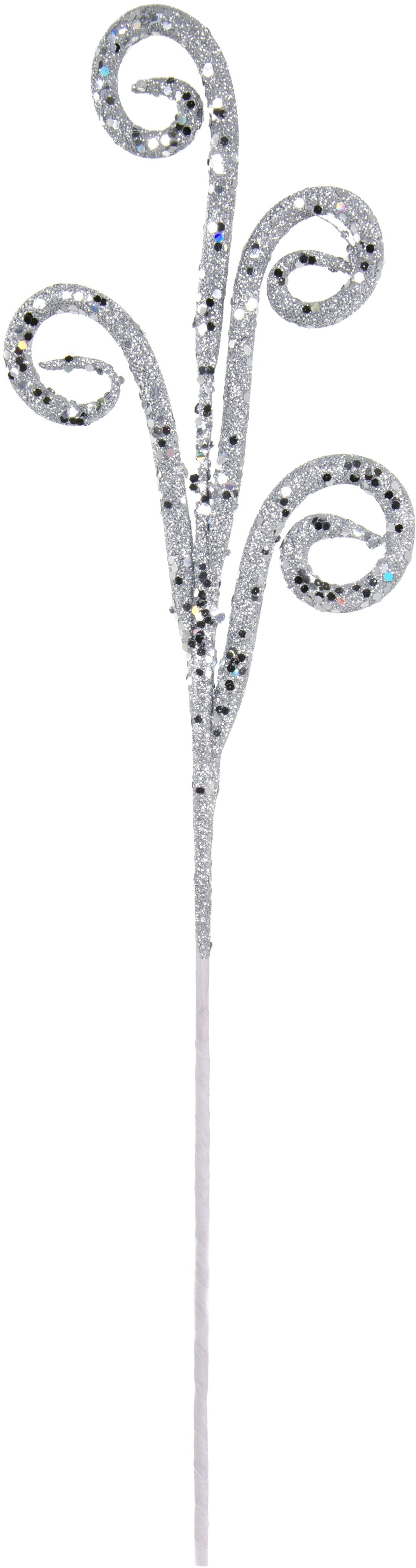 21" Curly Glitter Tubing Spray: Silver Item Number: XS604626