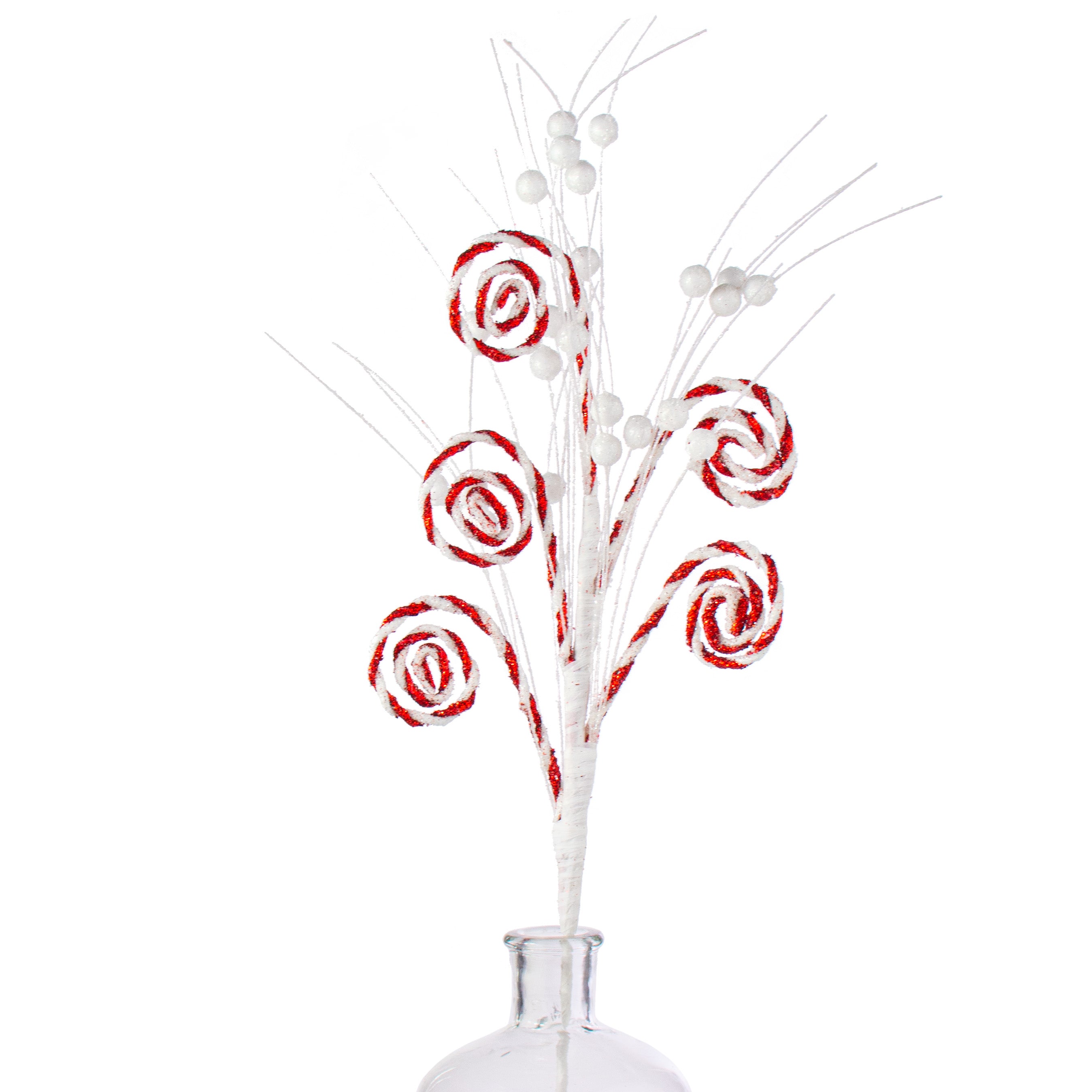 28" Curly Grass Spray: Red & White Item Number: 187511