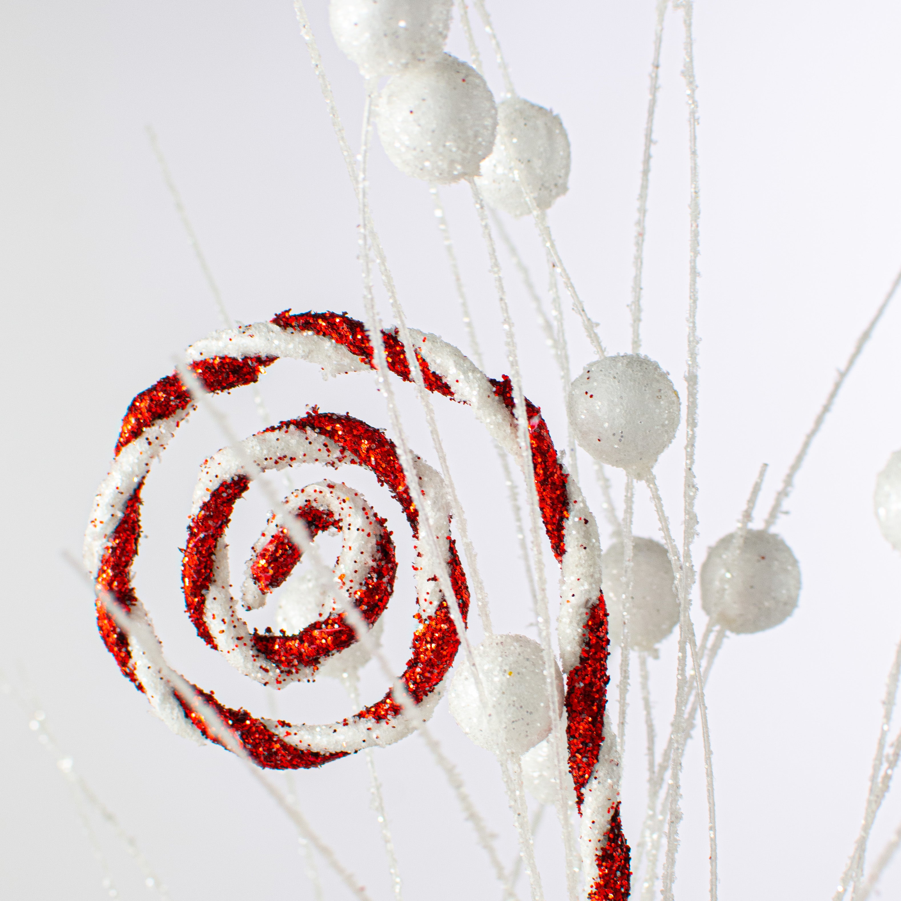 28" Curly Grass Spray: Red & White Lifestyle Photo