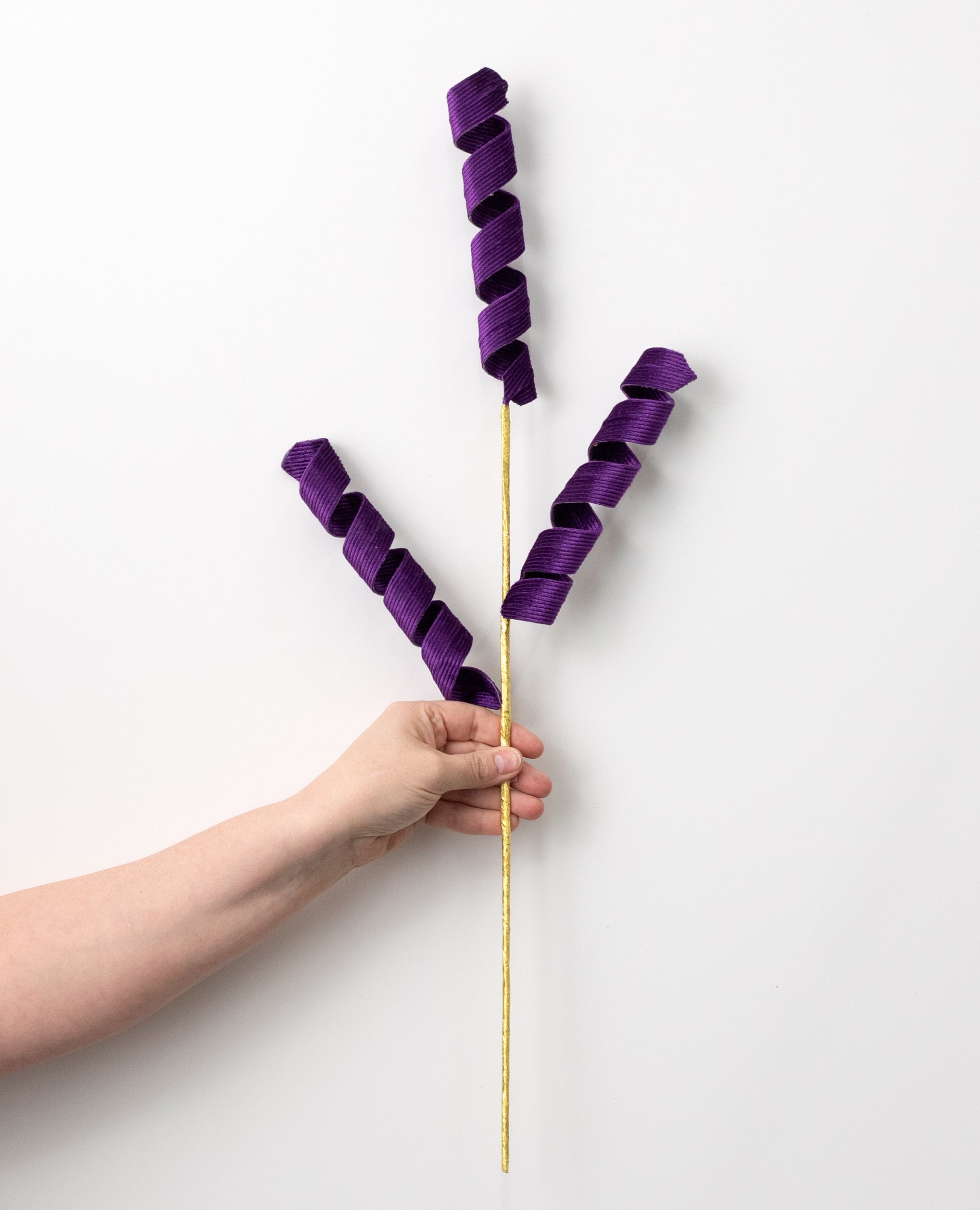 24" Curly Spray: Ribbed Purple Velvet detail photo 3