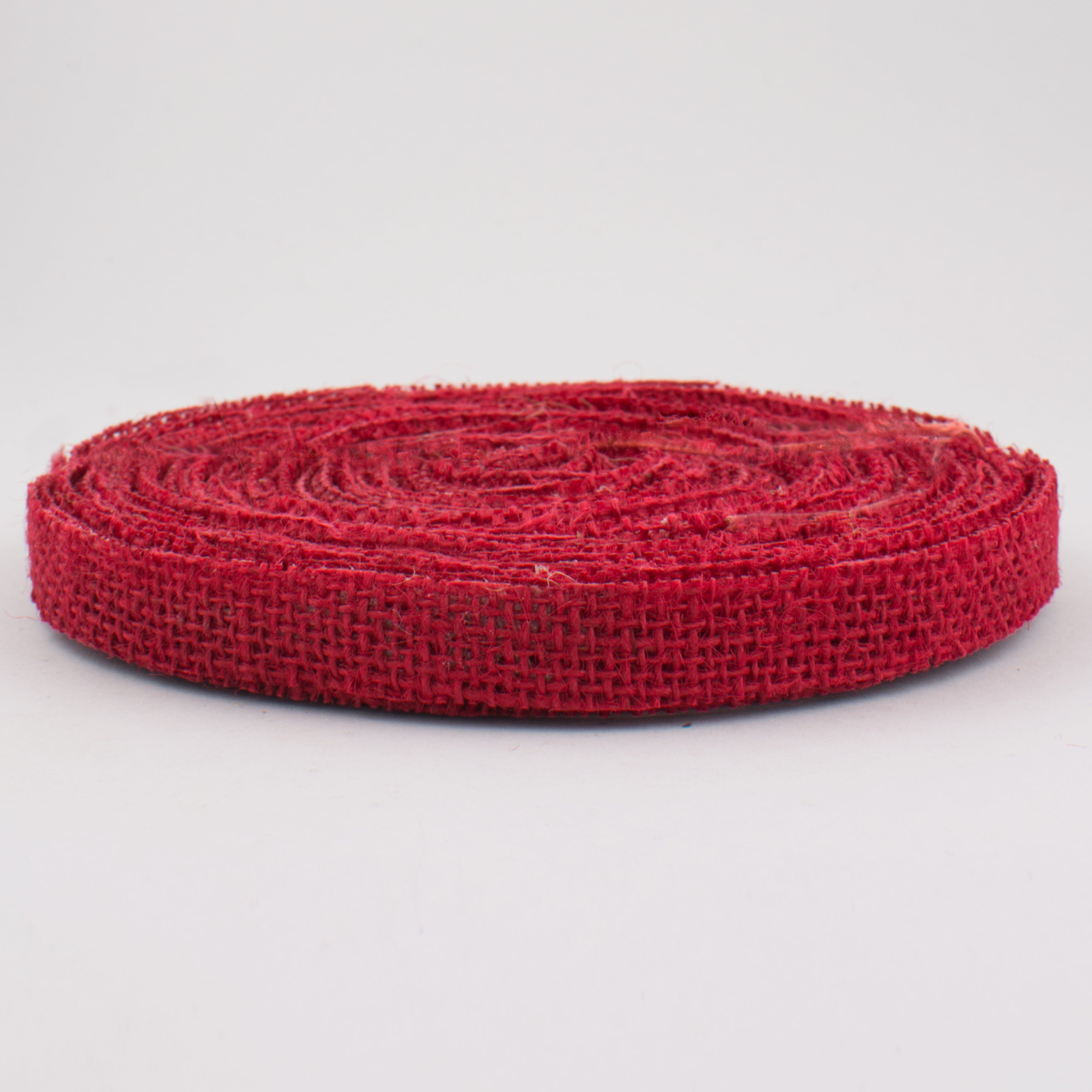 5/8" Cut Edge Center Wire Burlap Ribbon: Red (10 Yards)