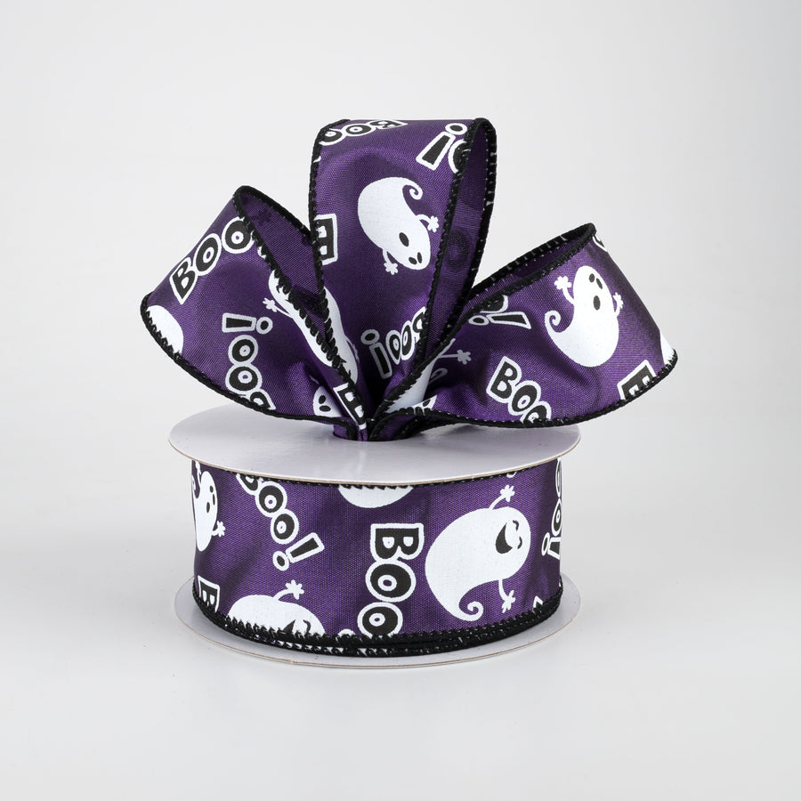 1.5" Cute Boo Ghost Ribbon: Purple (10 Yards) Lifestyle Photo