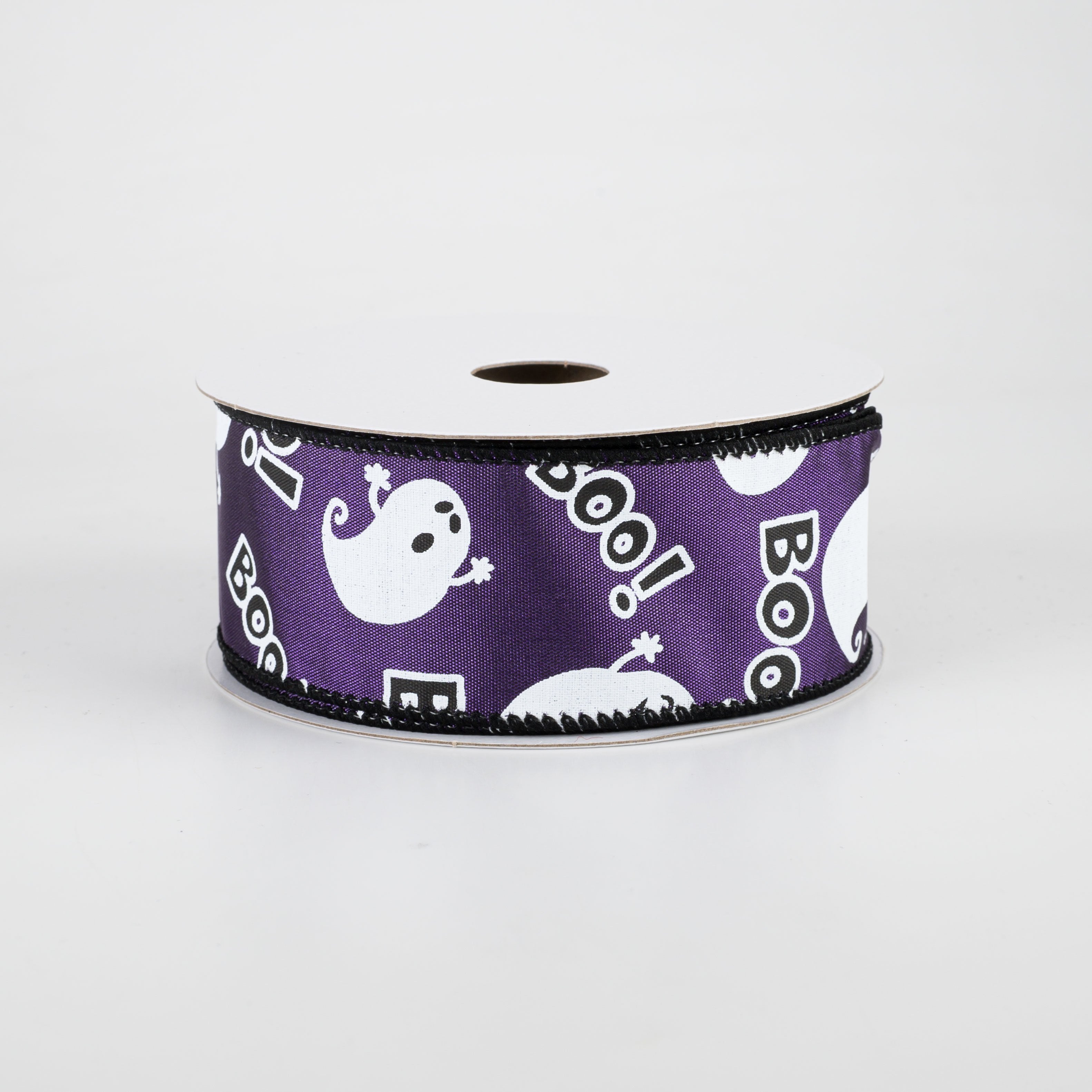 1.5" Cute Boo Ghost Ribbon: Purple (10 Yards)