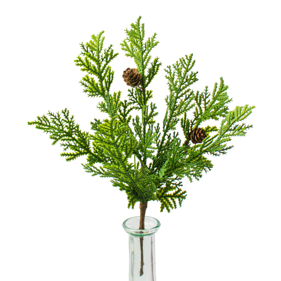 10" Cypress Pine With Pinecone Pick Item Number: PX1030