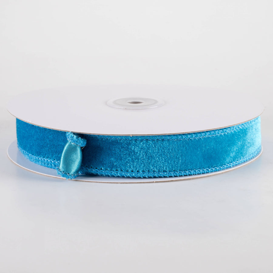 7/8" Deluxe Velvet Satin Backing Ribbon: Teal Blue (10 Yards)