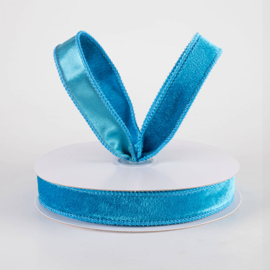7/8" Deluxe Velvet Satin Backing Ribbon: Teal Blue (10 Yards)