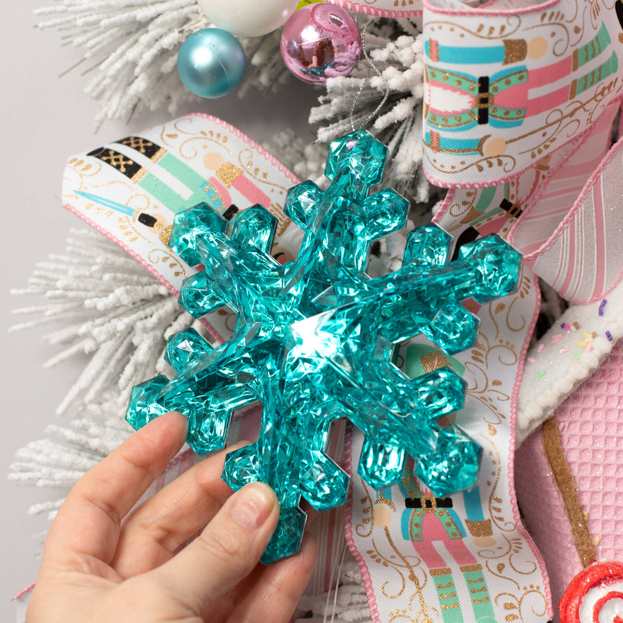 6" Jewel Snowflake Ornament: Teal