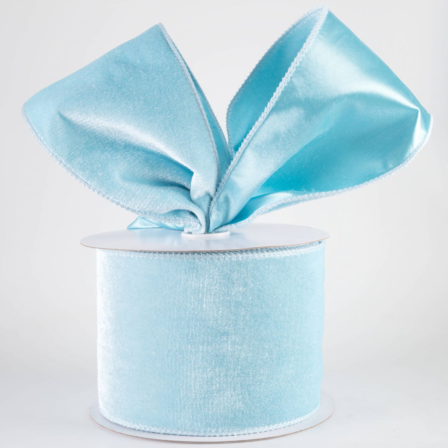 4" Deluxe Velvet Satin Backing Ribbon: Ice Blue (10 Yards)