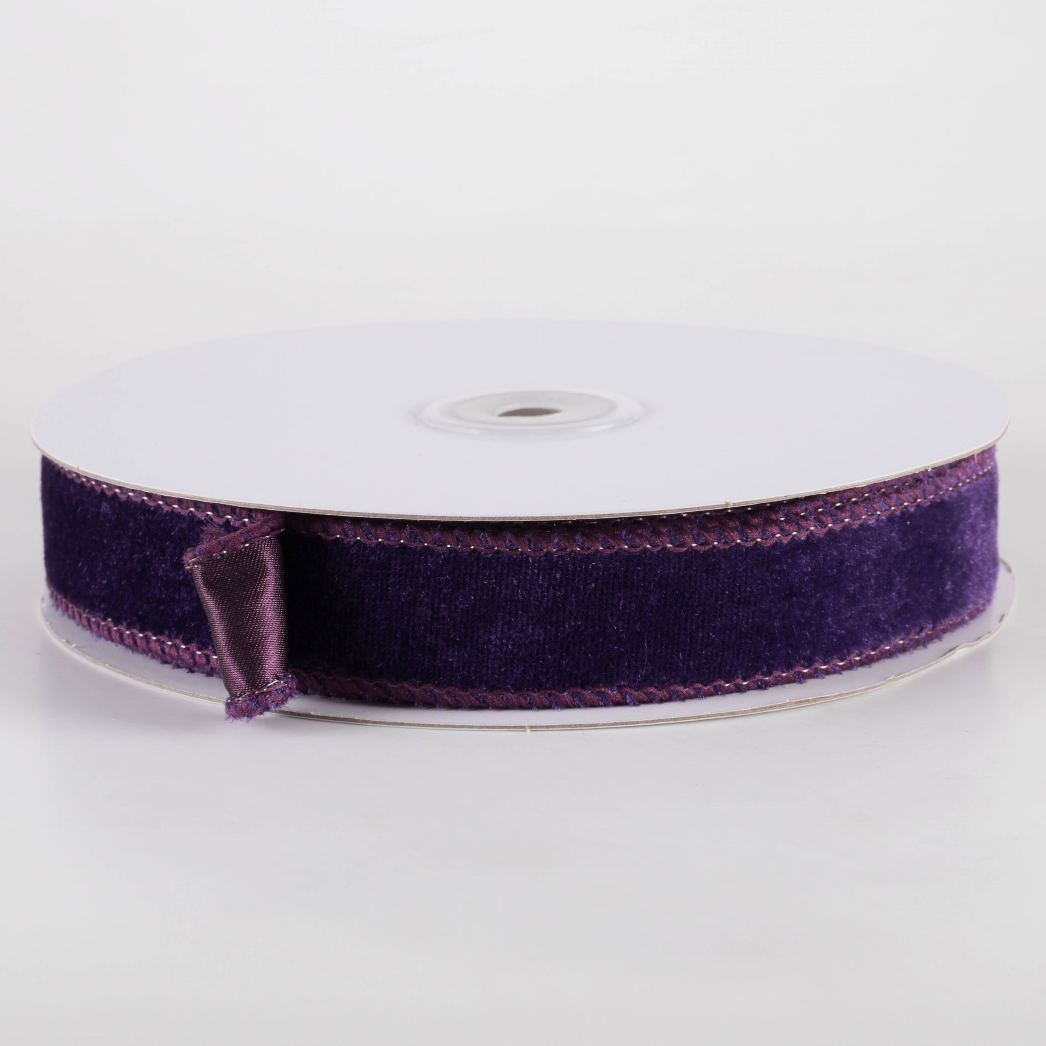 7/8" Deluxe Velvet Satin Backing Ribbon: Purple (10 Yards)