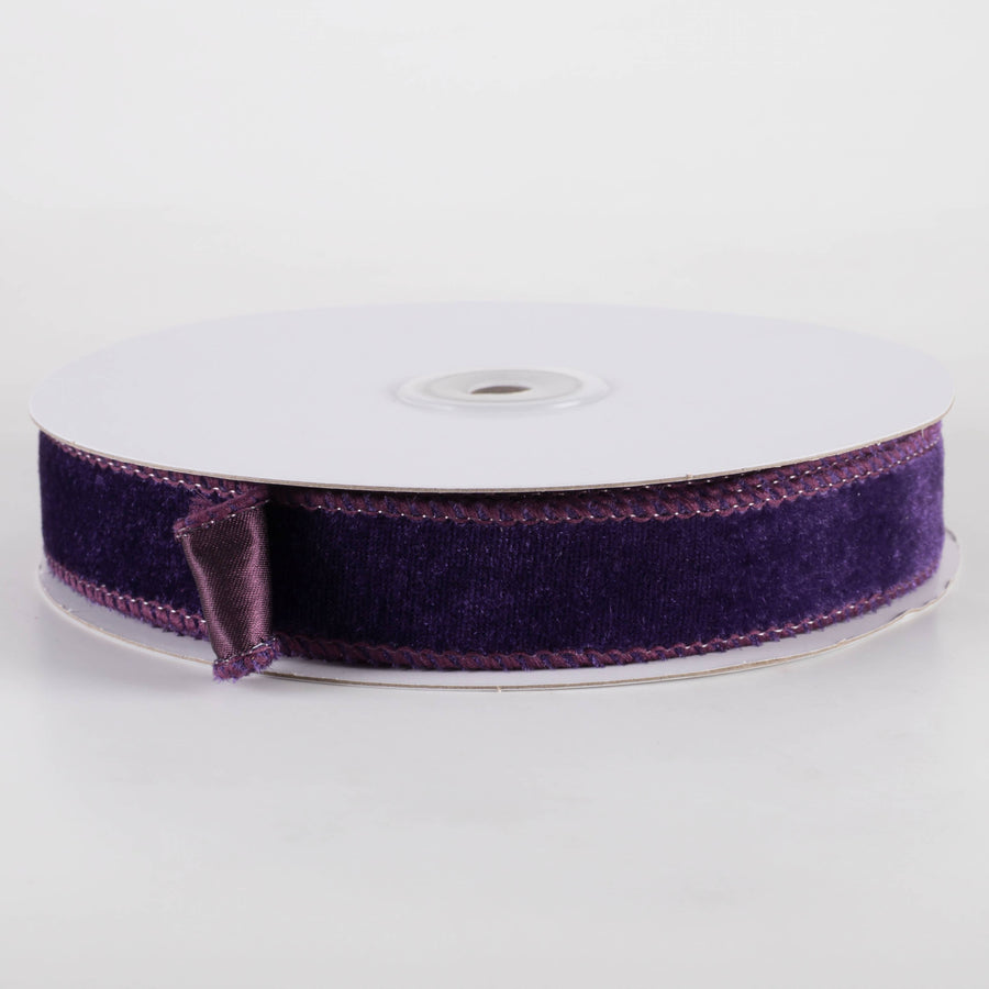 7/8" Deluxe Velvet Satin Backing Ribbon: Purple (10 Yards)