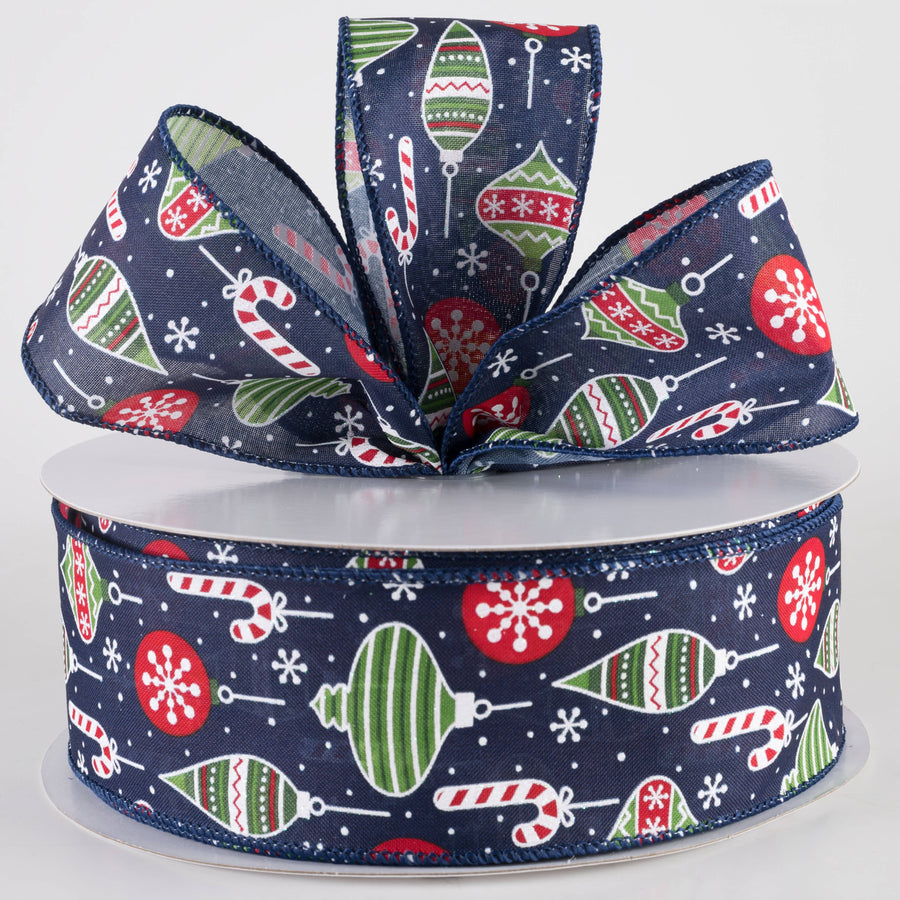 2.5" Hanging Christmas Ornaments Ribbon: Navy (50 Yards)