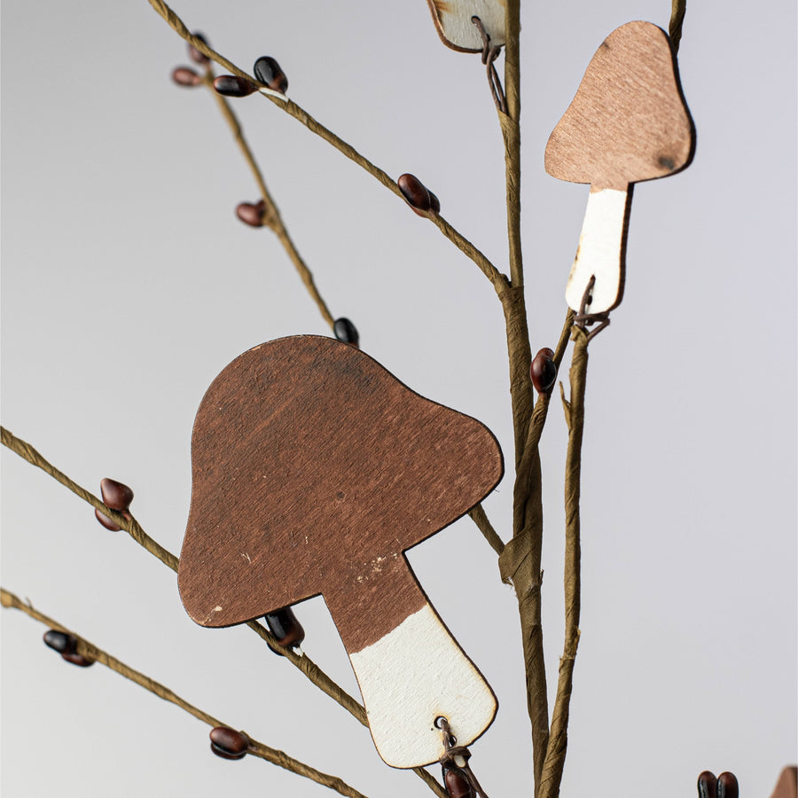 33" Wooden Mushroom & Pip Spray