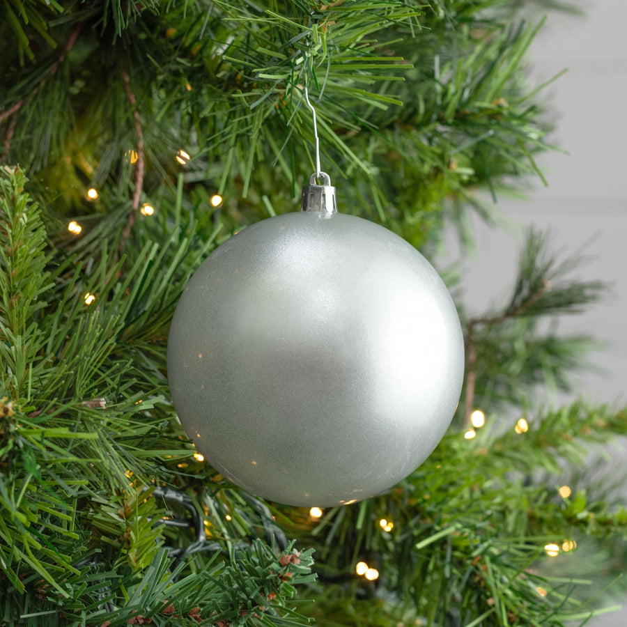 100MM Plastic Ball Ornament: Candy Apple Silver (Set of 4)