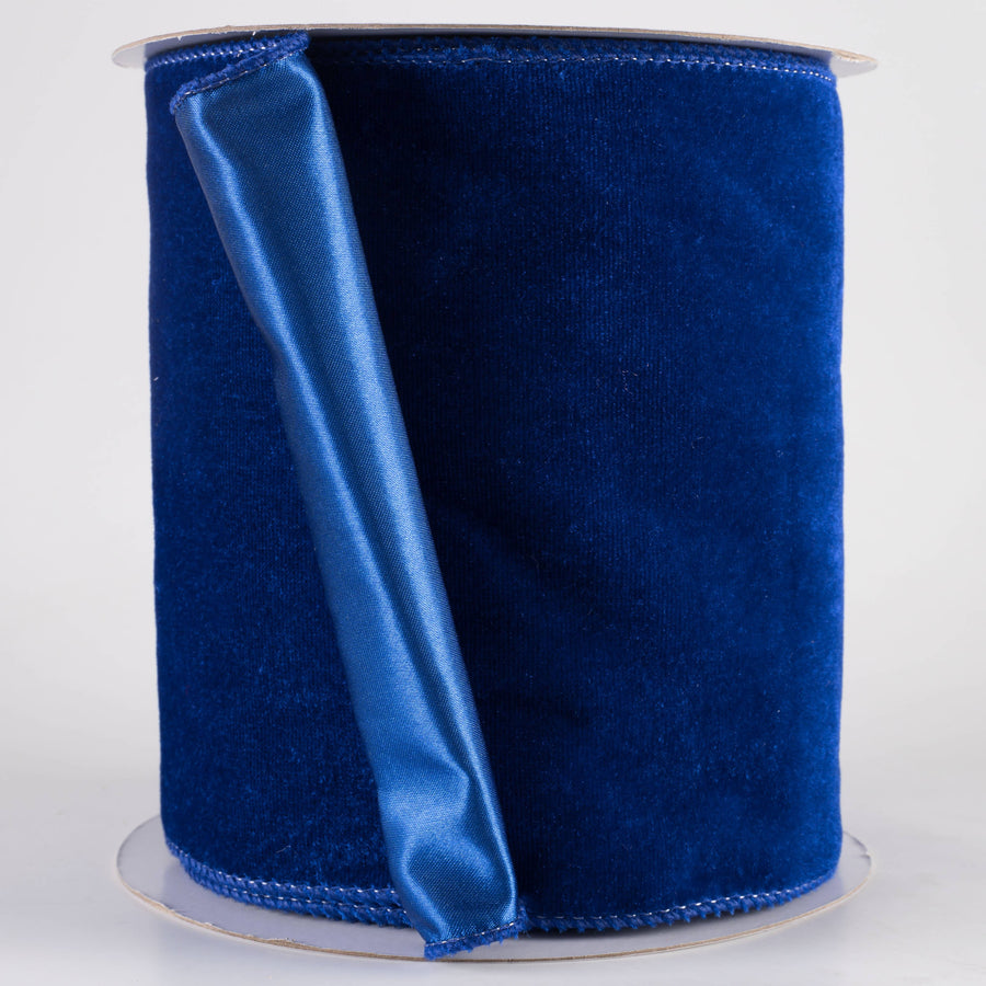 6" Deluxe Velvet Satin Backing Ribbon: Royal Blue (10 Yards)