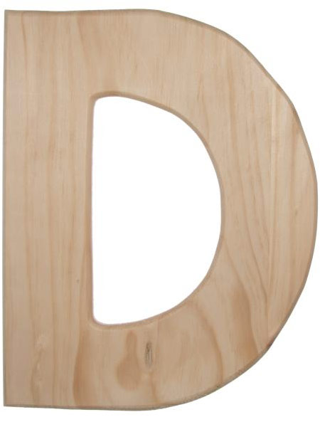 12" Natural Wood Letter: D