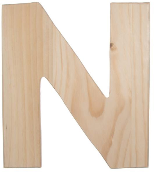 12" Natural Wood Letter: N