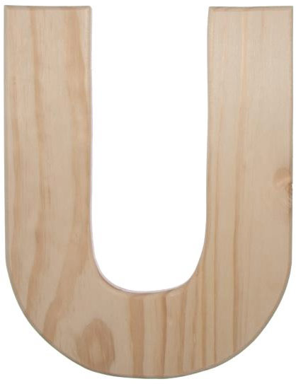 12" Natural Wood Letter: U