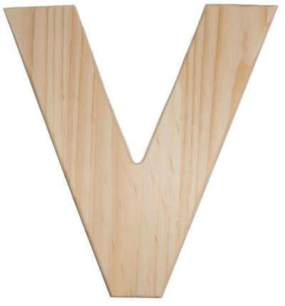 12" Natural Wood Letter: V