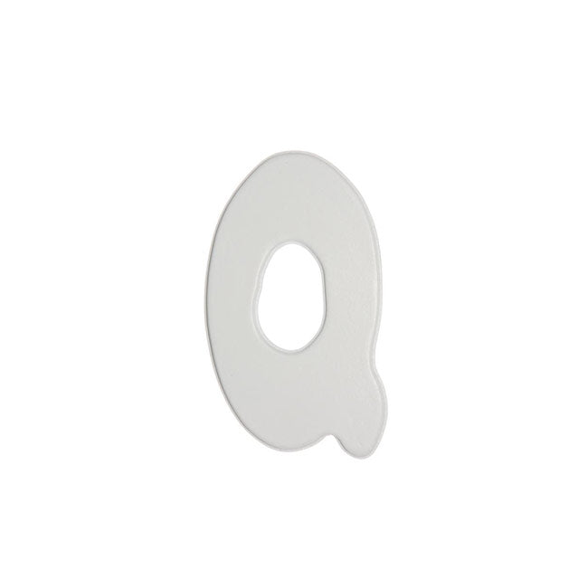 5" White Wood Letter- Baby Font: Q