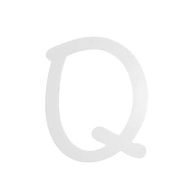 9" White Wood Script Letter: Q
