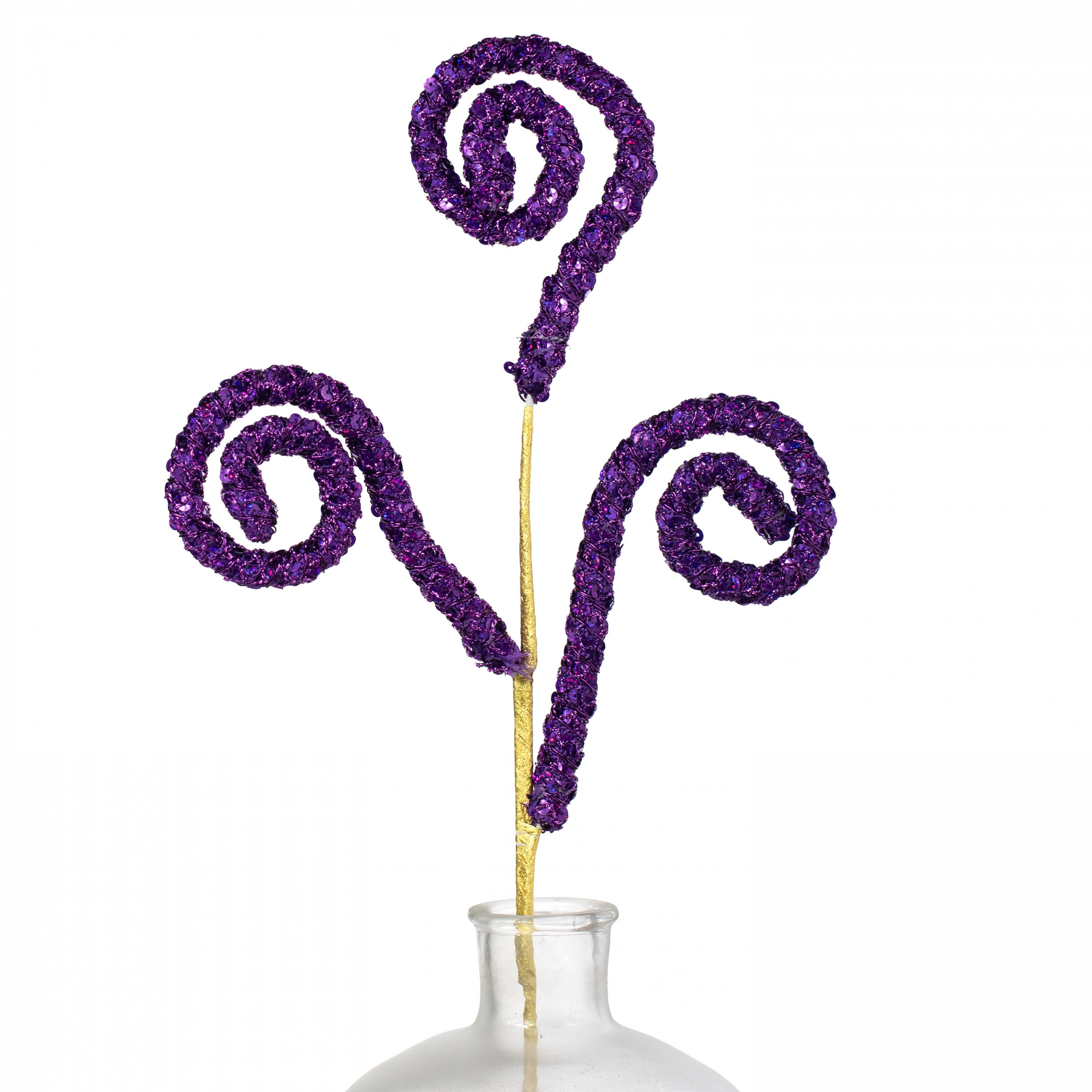 28" Sequin Spiral Curly Spray: Purple