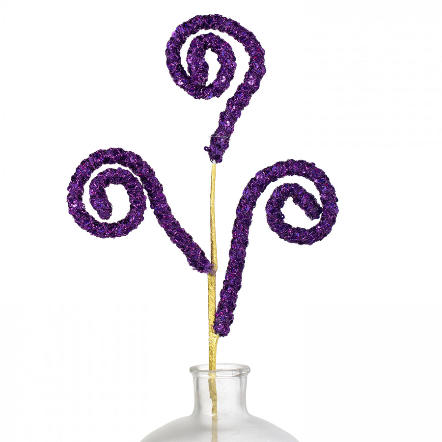 28" Sequin Spiral Curly Spray: Purple