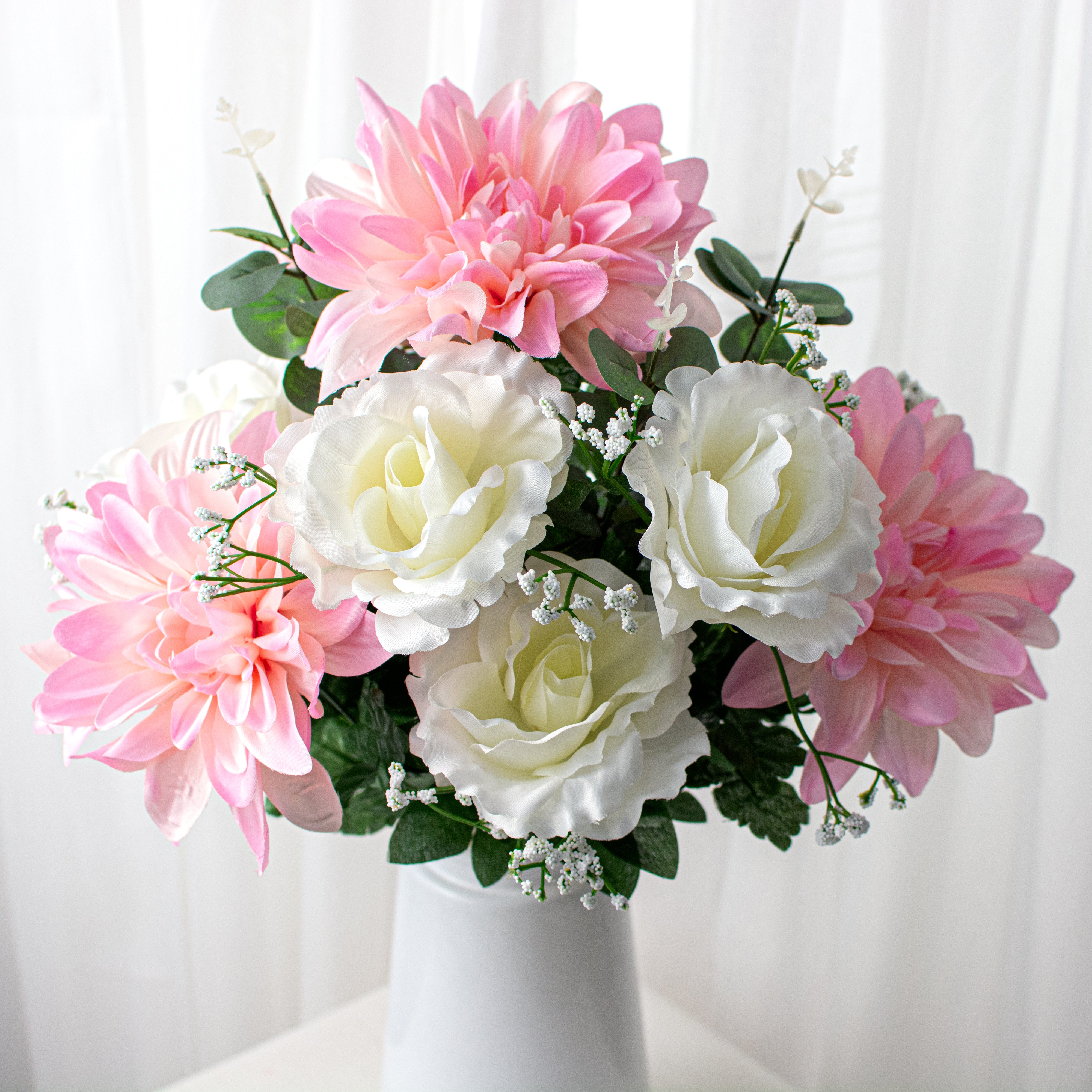 23" Dahlia Rose Bush: Pink & Cream Item Number: 84174-PKCR