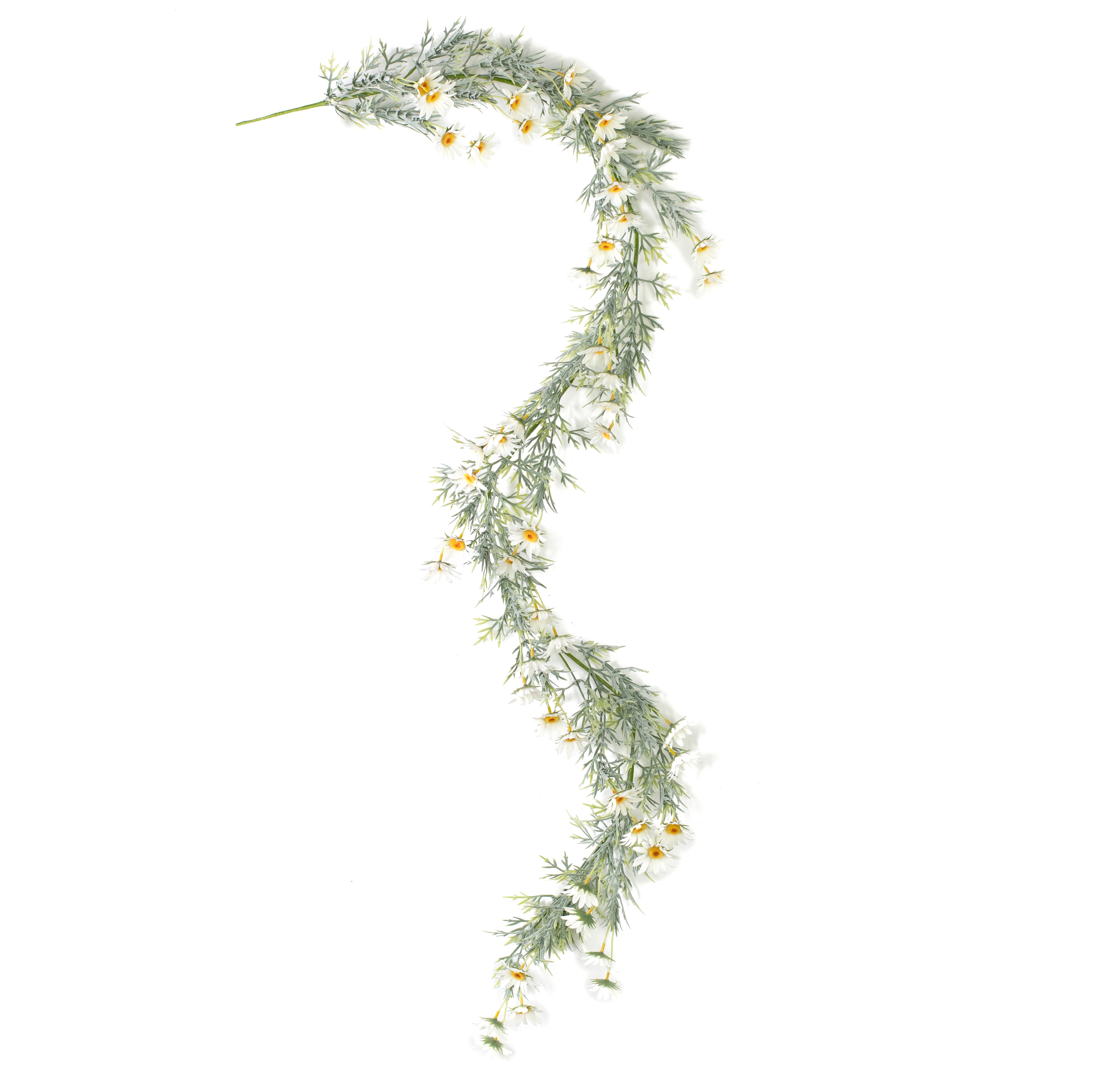 6' Daisies and Leaves Garland: White detail photo 3