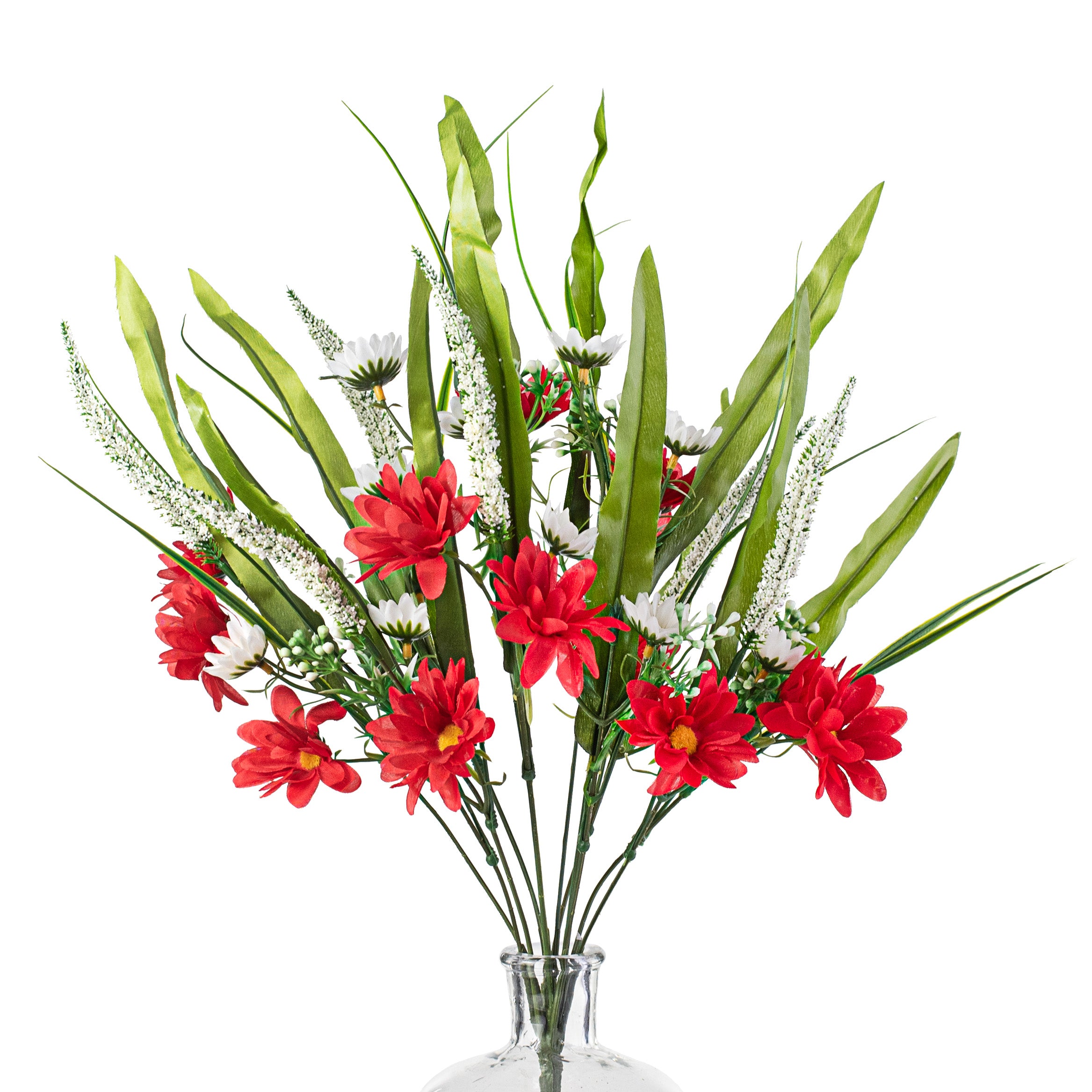 18" Daisy & Astilbe Bush: Red & White Item Number: 30632RDWT