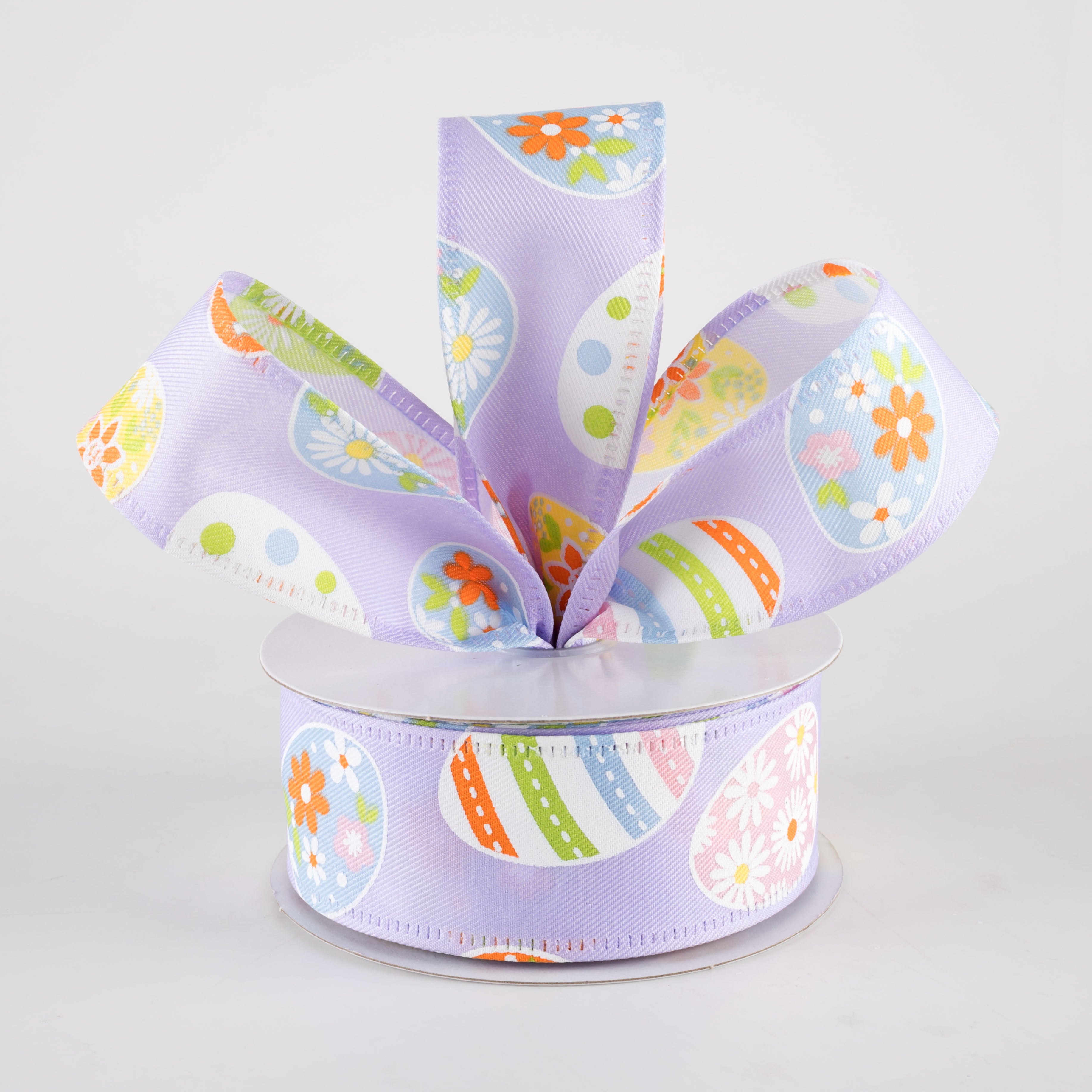 1.5" Daisy Eggs Ribbon: Lavender (10 Yards) Lifestyle Photo