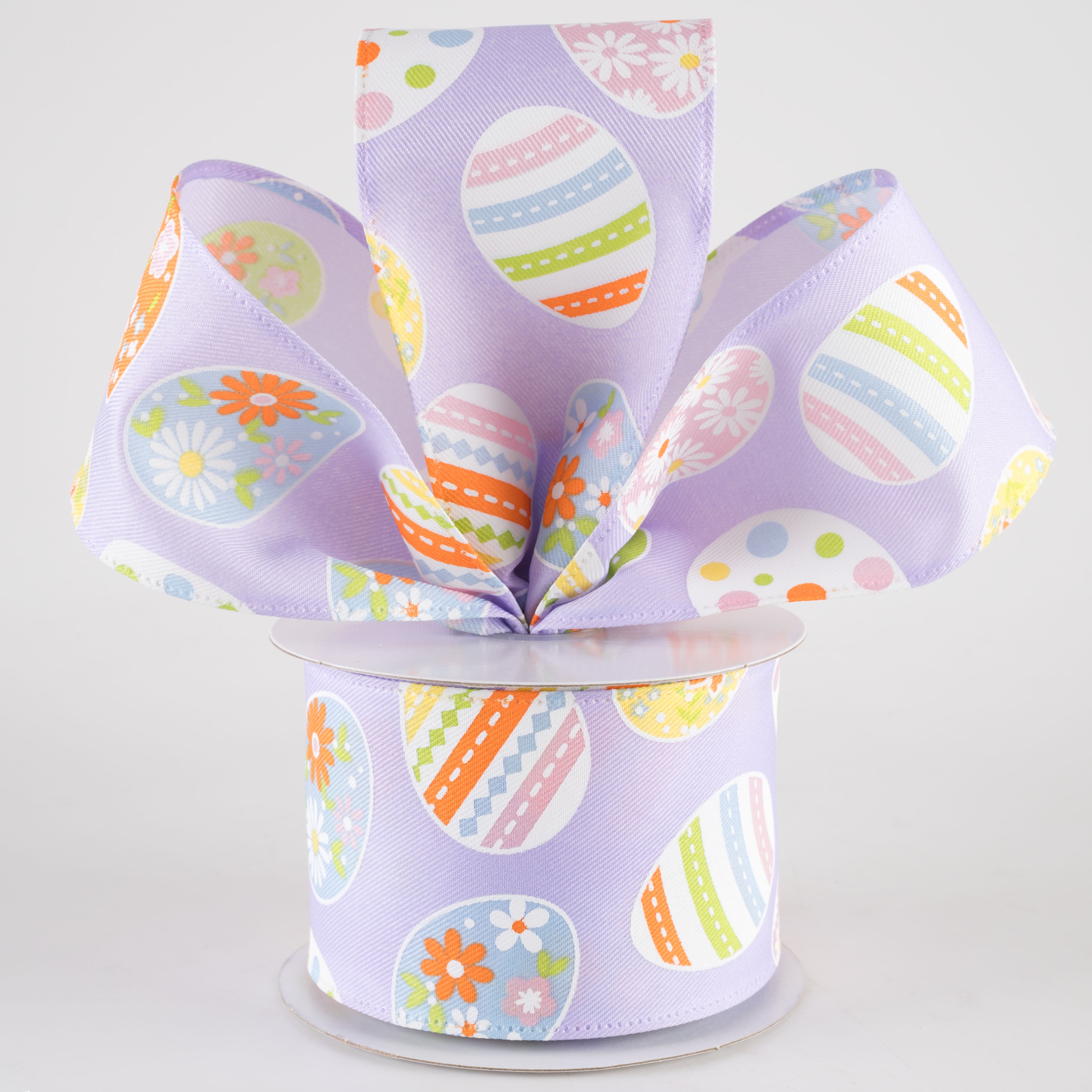 2.5" Daisy Eggs Ribbon: Lavender (10 Yards) Lifestyle Photo