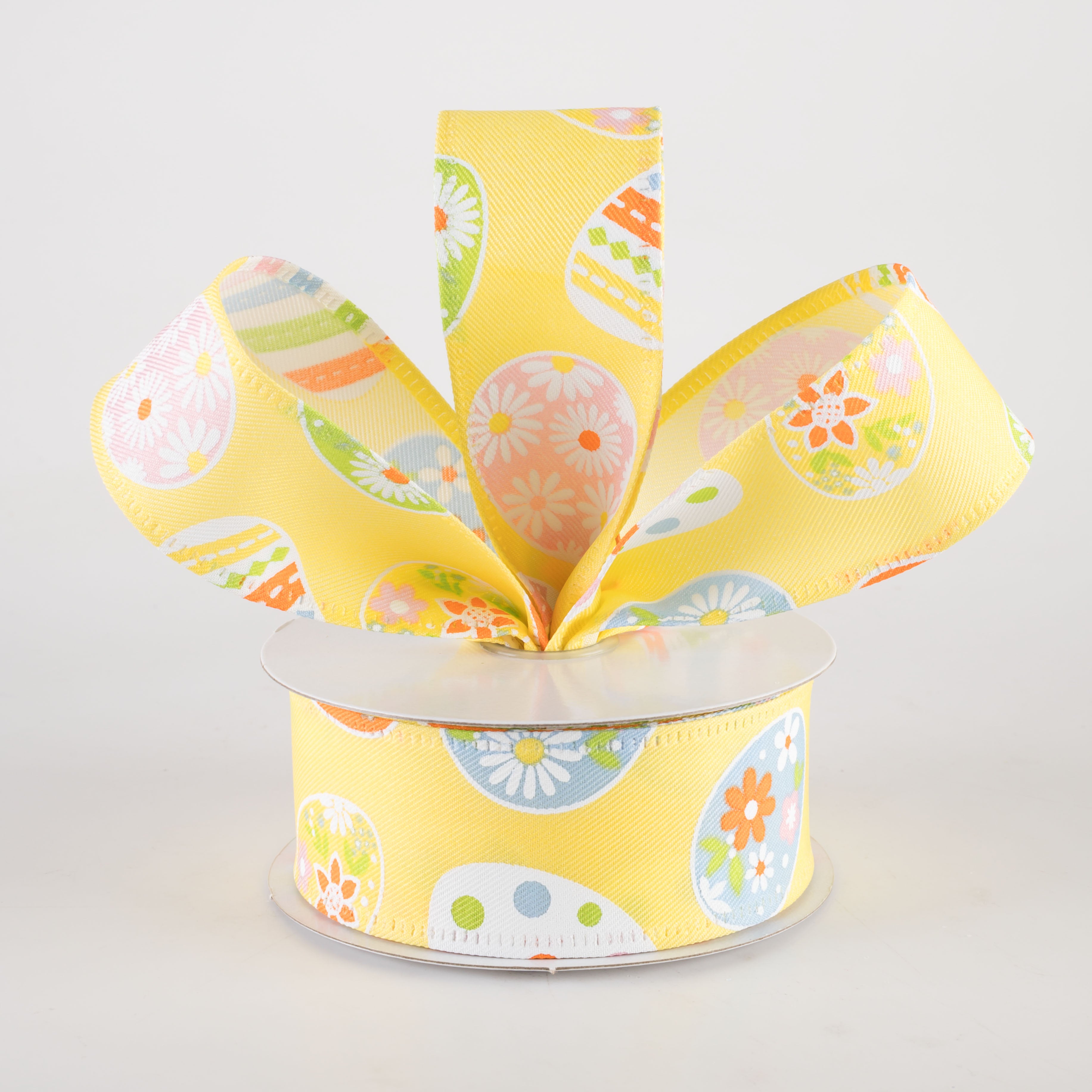 1.5" Daisy Eggs Ribbon: Light Yellow (10 Yards) Lifestyle Photo