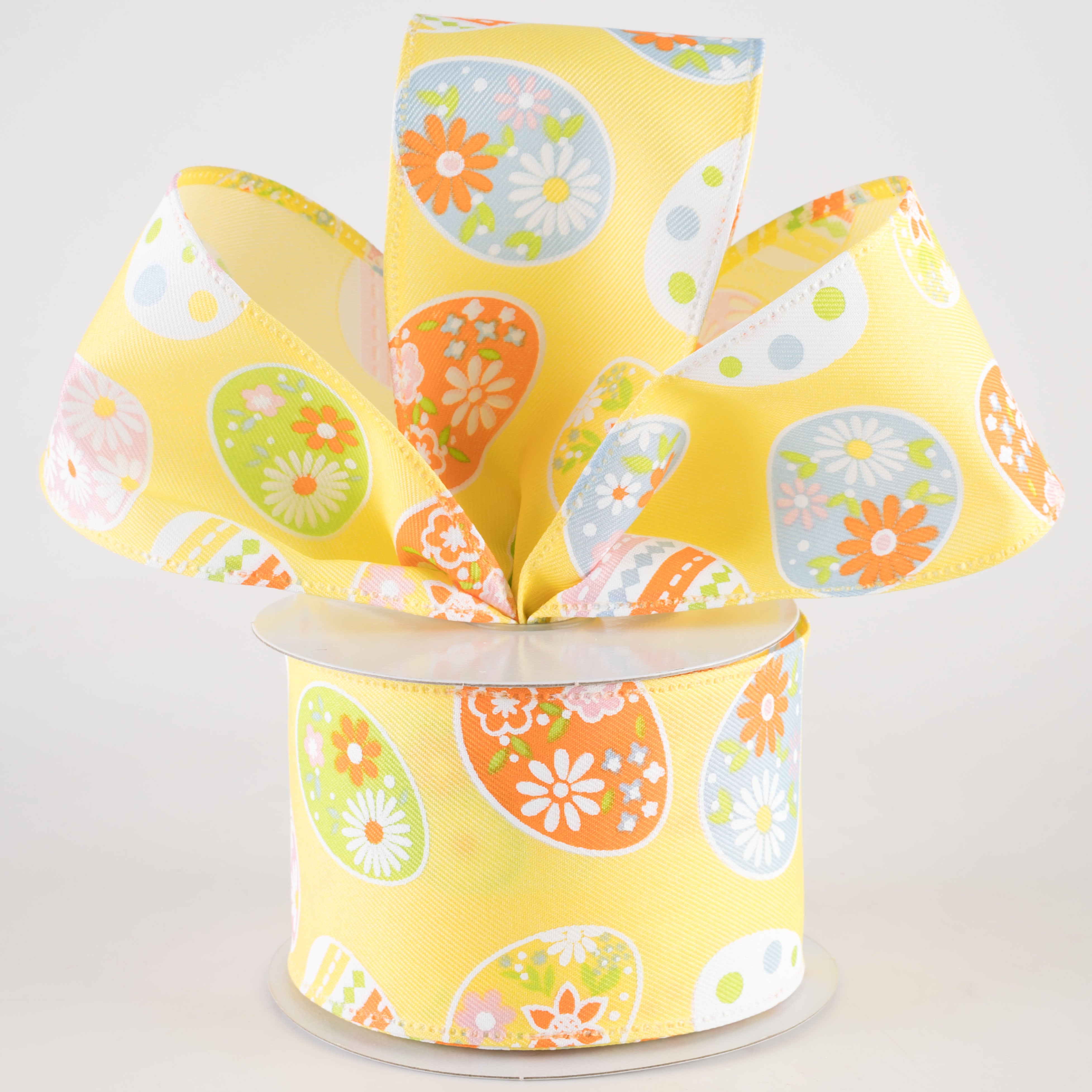 2.5" Daisy Eggs Ribbon: Light Yellow (10 Yards) Lifestyle Photo