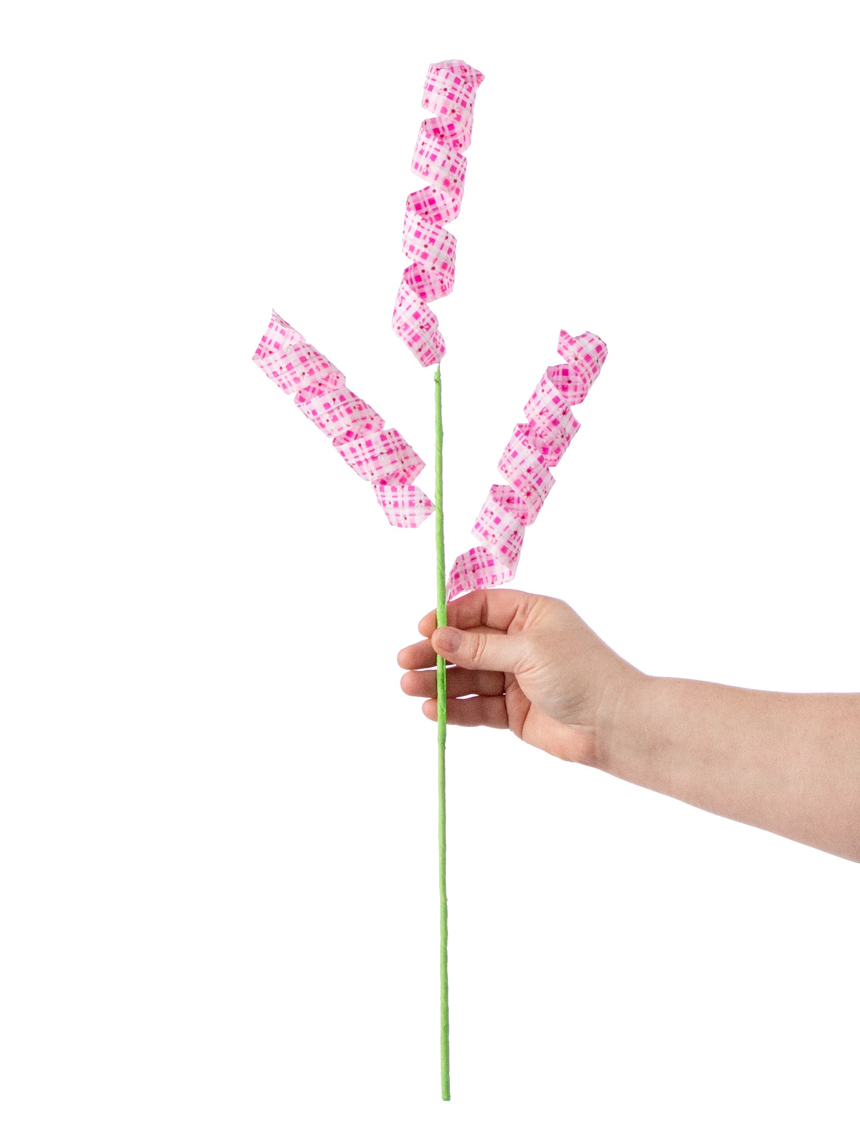 24" Daisy Fabric Curl Spray: Pink Plaid detail photo 3
