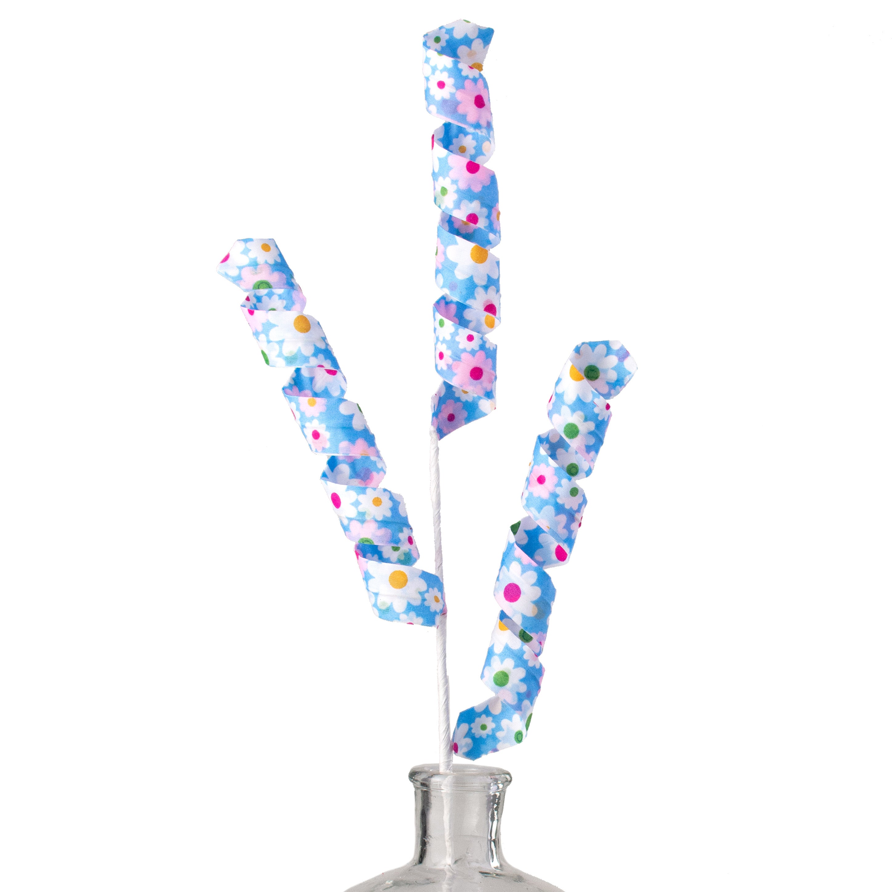 24" Daisy Fabric Curly Spray: Blue Item Number: 62998BL