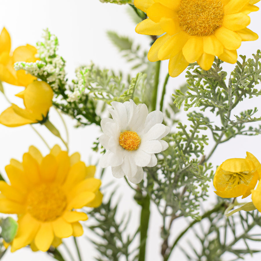 18" Daisy with Ferns Bush: Yellow and White Lifestyle Photo