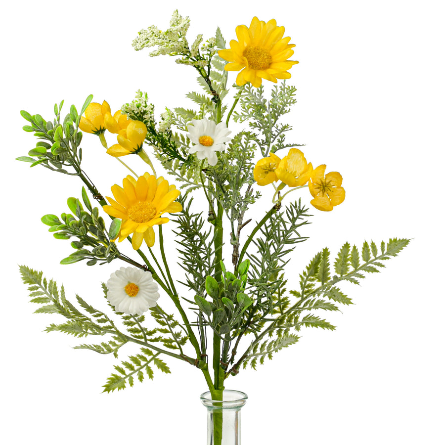 18" Daisy with Ferns Bush: Yellow and White Item Number: 31165