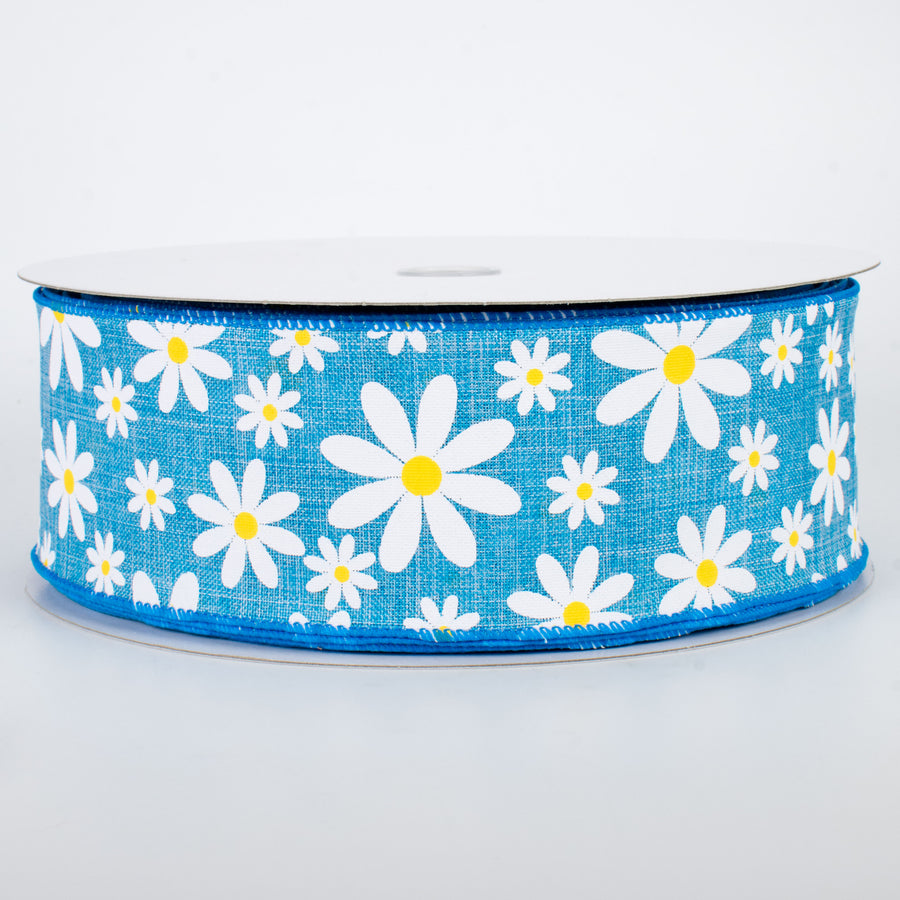 2.5" Daisy Flower Ribbon: Blue (50 Yards)