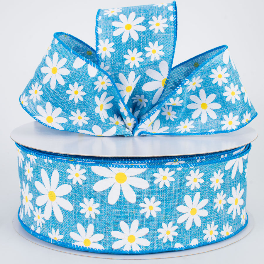 2.5" Daisy Flower Ribbon: Blue (50 Yards) Lifestyle Photo
