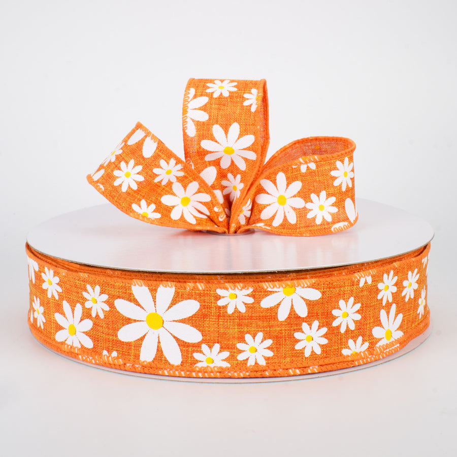 1.5" Daisy Flower Ribbon: Orange (50 Yards) Lifestyle Photo