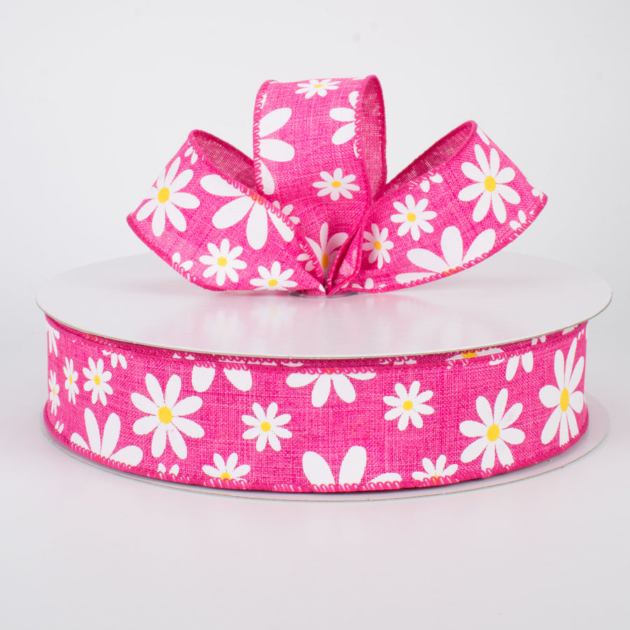 1.5" Daisy Flower Ribbon: Pink (50 Yards) Lifestyle Photo
